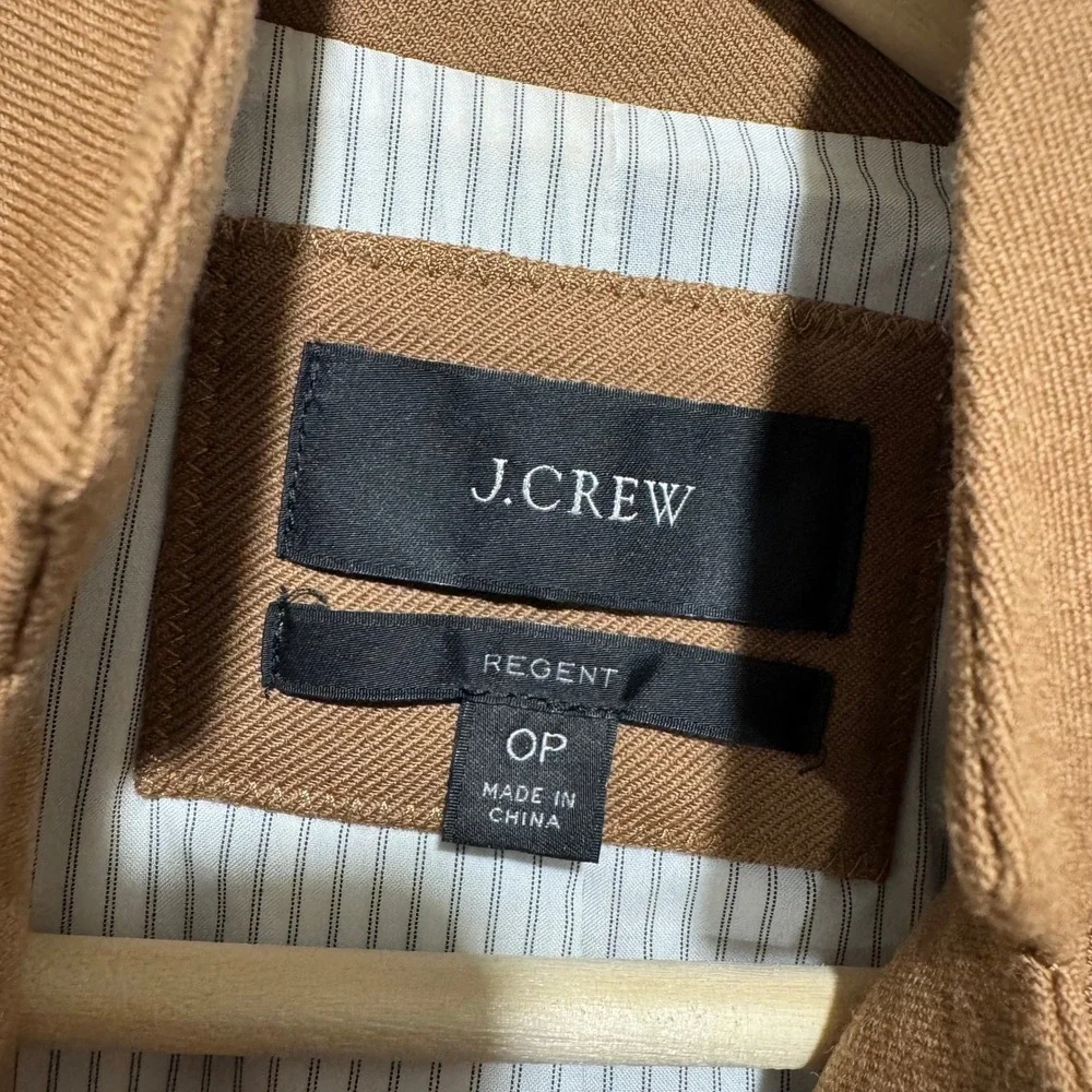 J. Crew Regent 0P Wool Blazer Jacket Brown Tan Mandarin Collar Button Front‎